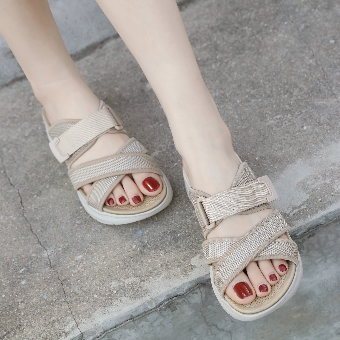 Women'S Summer Beach Slides - Casual Open-Toe Platform Sandals with Non-Slip Sole, Ankle Strap, and Comfortable EVA Insole, Perfect for Vacation and Outdoor Activities, Beach Footwear | Platform Heel Sandals | Fabric Upper Sandals, Beach Accessorie