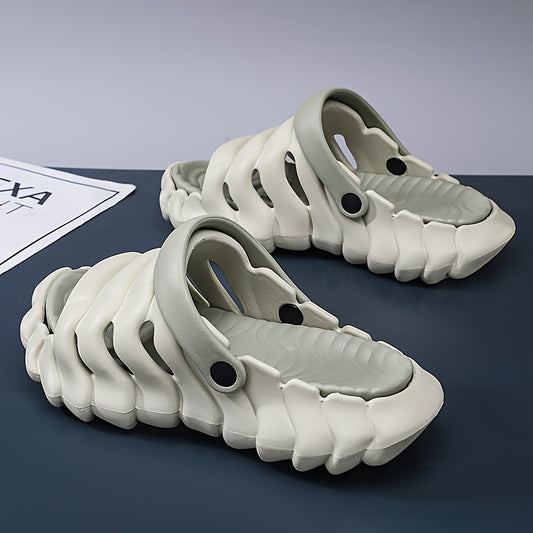 Men'S Summer 2025 Sports Slide Sandals - Anti-Slip, Odor-Resistant, Thick Sole, Height-Increasing, Casual EVA Slip-On Shoes in Trendy White Design, Comfortable Footwear | Trendy Slippers | EVA Material Sandals, Strappy Sandal