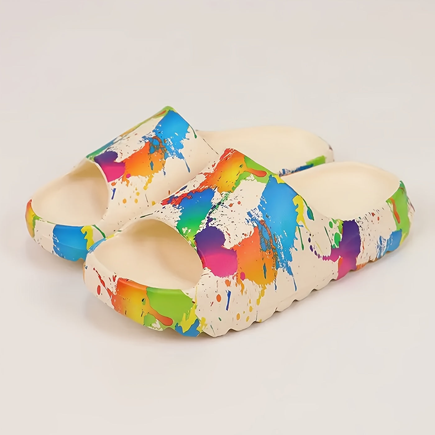 Women's Lightweight Slip-On Sandals - Open-Toe Beach Slippers with Non-Slip Cushioned Sole, All-Season Indoor/Outdoor Shoes, Wide Sizes Available for Pool, Casual Outfits - Easy-Clean Footwear, Wide Width Sandals, Playful Design, EVA Material Footwear,