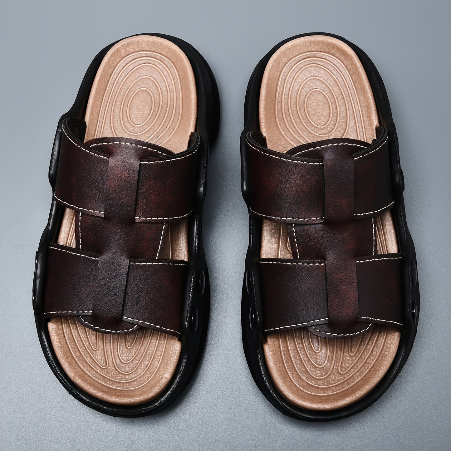 Men's Black EVA Slide Sandals - Thick Sole, Non-Slip, Comfortable Summer Beach Shoes for Casual & Outdoor Wear, Summer Sandals