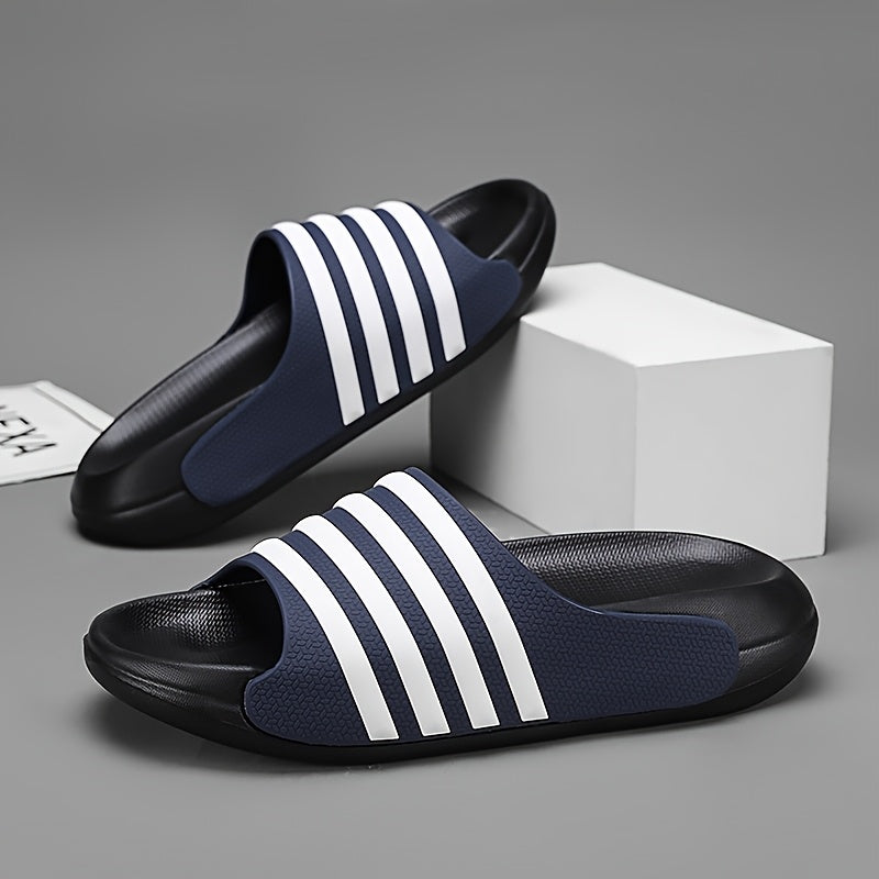 Striped Slides - Comfortable EVA Thick Sole, Non-Slip & Durable for Indoor/Outdoor Use