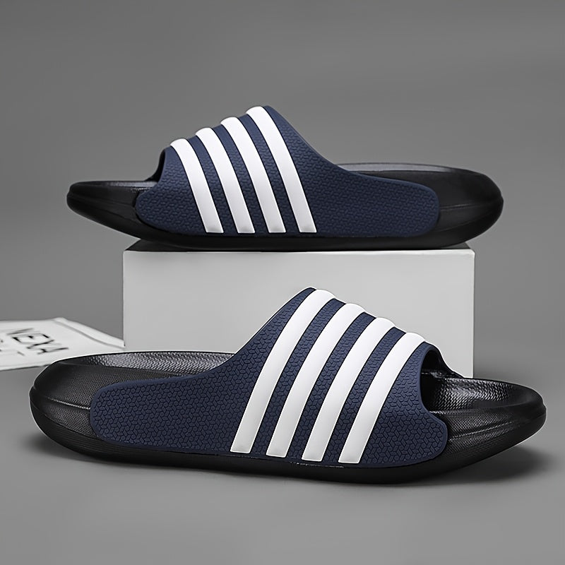 Striped Slides - Comfortable EVA Thick Sole, Non-Slip & Durable for Indoor/Outdoor Use