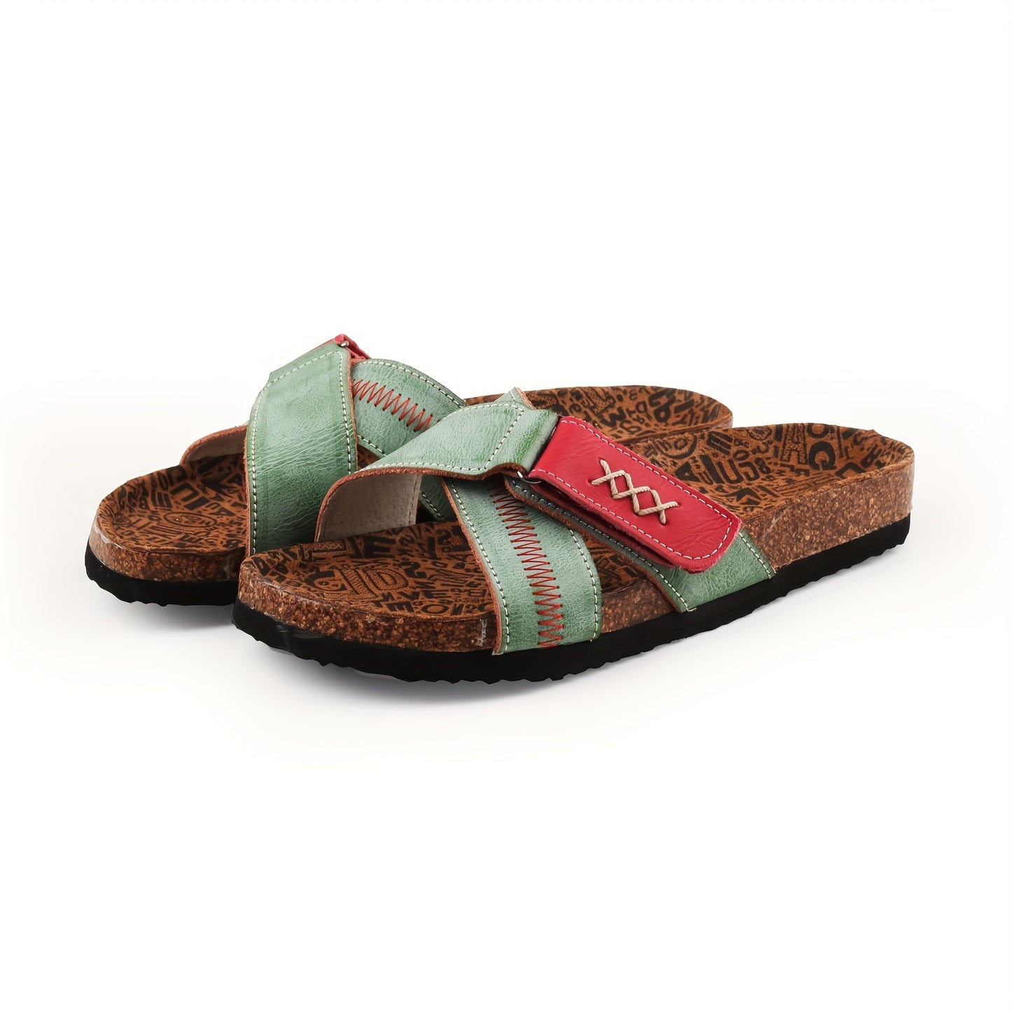1 Pair Women'S Casual Beach Slides - Solid Color Open Toe Slip-On Sandals with Split Cow Leather Upper, Pig Split Leather Lining, and EVA/TPR Flat Sole - Comfortable and Non-Slip Summer Footwear