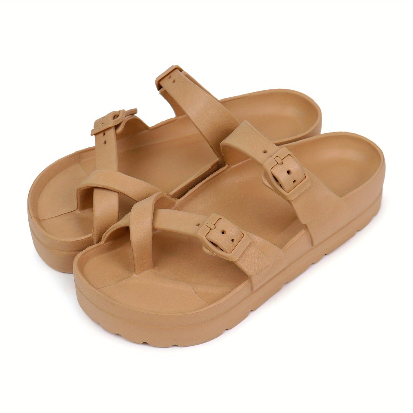 Fashion new women's thick-soled cloud sandals with arch support, comfortable soft-soled slippers for summer home use, thick-soled adjustable buckle shoes, bathroom slippers, non-slip EVA outdoor sandals