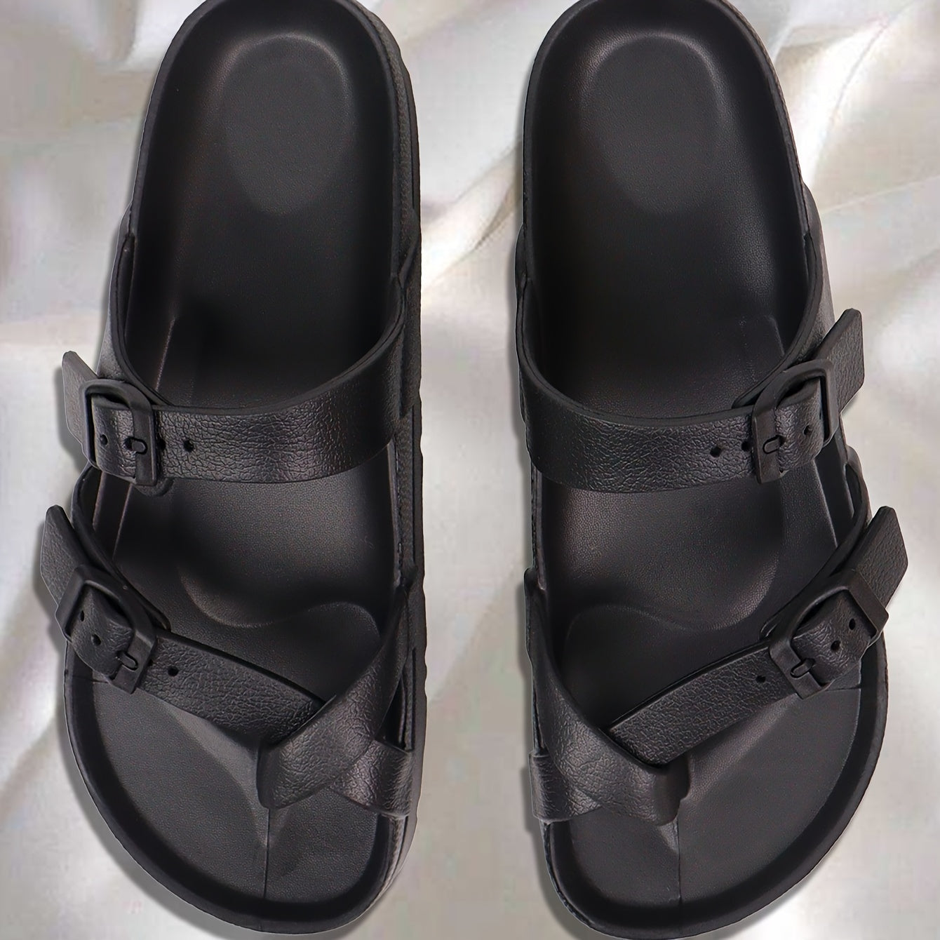 Fashion new women's thick-soled cloud sandals with arch support, comfortable soft-soled slippers for summer home use, thick-soled adjustable buckle shoes, bathroom slippers, non-slip EVA outdoor sandals
