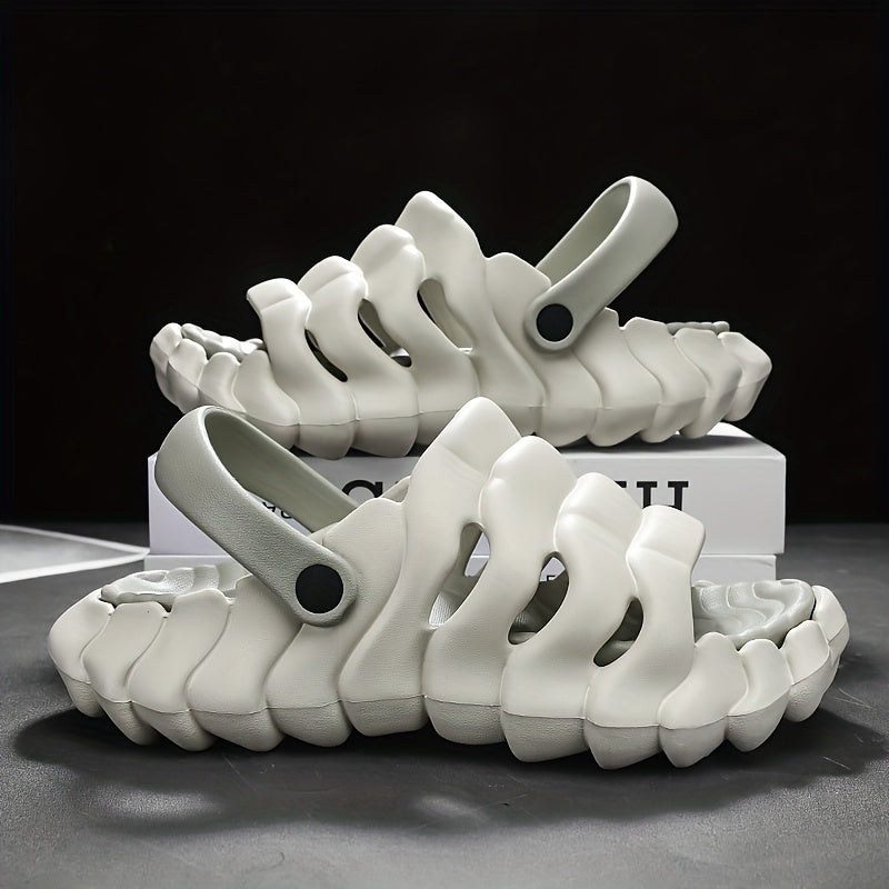Men'S Summer 2025 Sports Slide Sandals - Anti-Slip, Odor-Resistant, Thick Sole, Height-Increasing, Casual EVA Slip-On Shoes in Trendy White Design, Comfortable Footwear | Trendy Slippers | EVA Material Sandals, Strappy Sandal
