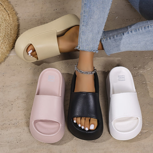 Summer New Women'S Thick-soled Sandals, With A Solid Color Design, Elegant And Fashionable For Leisure, Comfortable And Suitable For The Beach, Outdoor Daily Outings, Students, And Walks. Women'S Thick-soled Fashion Sandals.