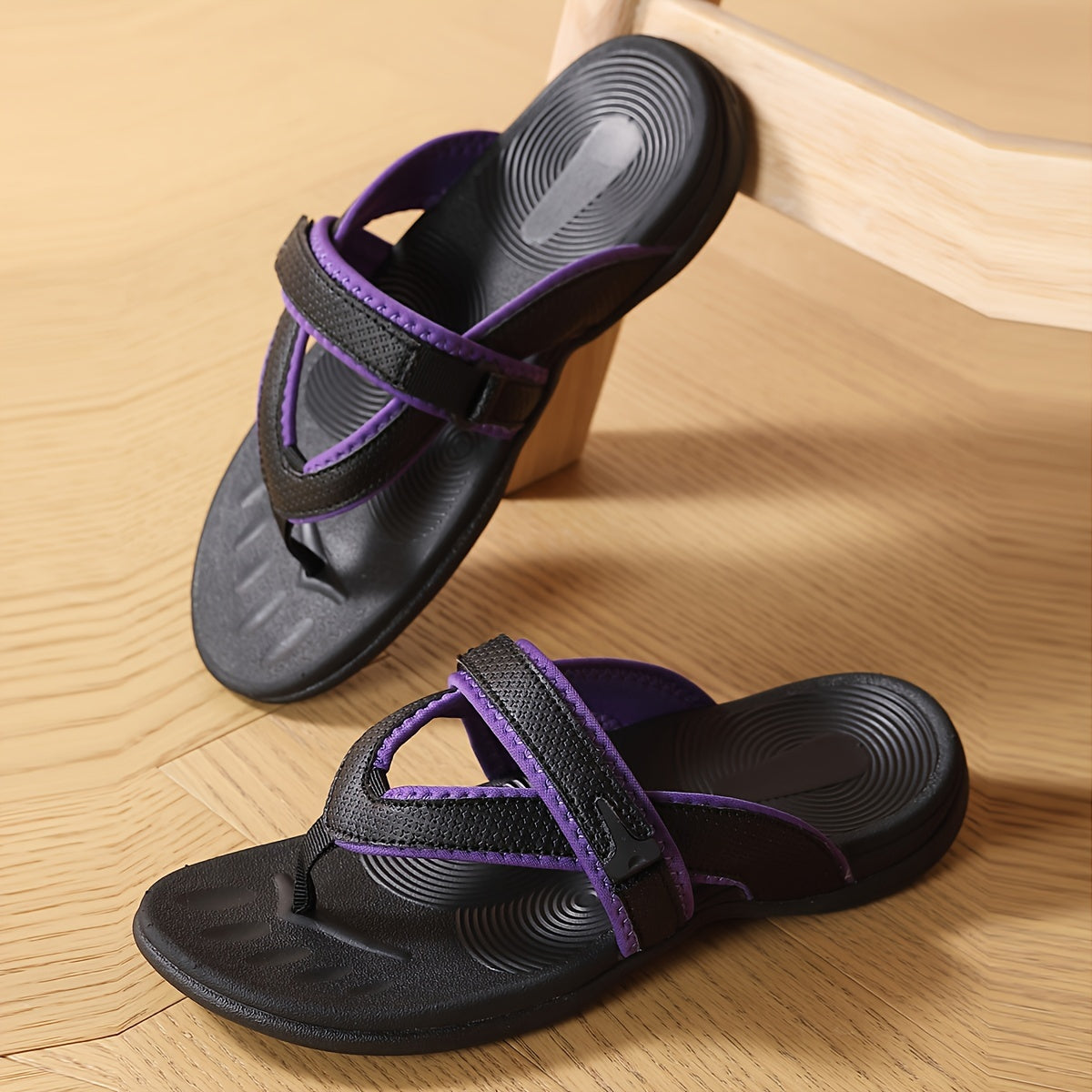 CHTAPPILIAR Women’s Comfort Arch Support Flip-Flops - Ultra-Light Soft Sole Summer Slides with Non-Slip Grip, Stylish Purple Wedge Beach Sandals, Casual Slip-On Design for All-Day Wear, Comfortable Slippers | Casual Chic Style | Pu Synthetic Cover, Summer