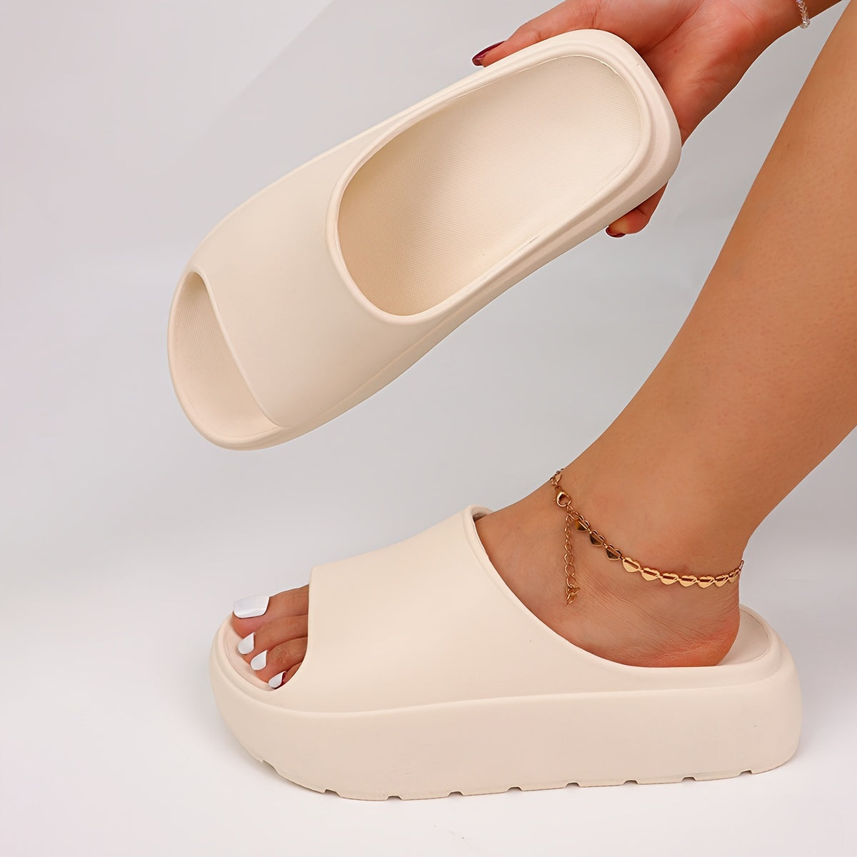 Women's Non-Slip Thick Platform EVA Slide Slippers - Open-Toe Slip-On Casual Shoes for Indoor/Outdoor Summer Use, Vibrant Pink, Summer Footwear | Vibrant Footwear | Comfortable Footwear, Ladies Slippers