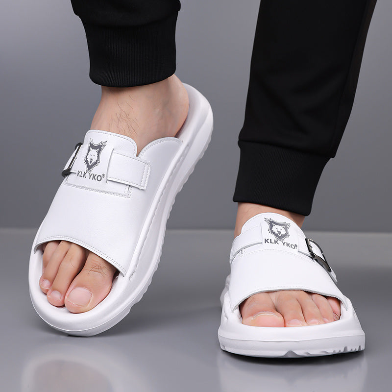New 2024 Spring/Summer Casual Slip-On Sandals, Soft Sole Trendy Beach Shoes for Men - High Quality, Durable, Breathable, Odor-Free Lightweight Home Slippers, Comfortable Non-Slip Thick-Soled Outdoor & Indoor Use, Fashionable Open-Toe Flip-Flops for All