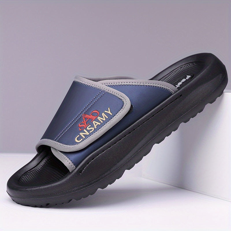 Men's Home & Bathroom Slippers, 2025 New Lightweight Quick-Dry Men's Sandals - Fashion Open-Toe Slides for Indoor/Outdoor Beach and Casual Wear, Soft EVA Sole, Non-Slip Solid Color Round Toe, Stylish Anti-Skid Flip-Flops, Comfortable Thick-Soled Summer