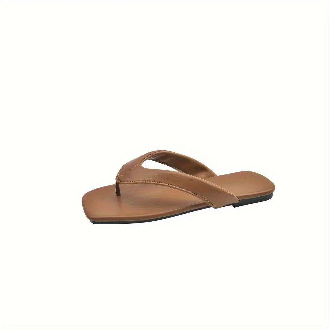 Women's Non-Slip Flip Flops - Lightweight Soft Sole Slip-On Shoes with Cushioned PU Outsole, Slip-Resistant for Home, Beach, Travel - Available in Brown, Black, Tan, Beige - Women's House Shoes & Casual Footwear, Indoor Slippers, Opentoe Style,