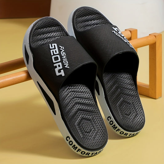 Men's Slip-Resistant Anti-Odor Rubber Sandals - All-Season Comfortable Casual Beach & Sport Slippers with Cushioned Sole, Breathable Design for Indoor/Outdoor Use, Beach Shoes, Sleek Slipon, Comfort Insole, Outdoor Footwear, Minimalist Style, Durable