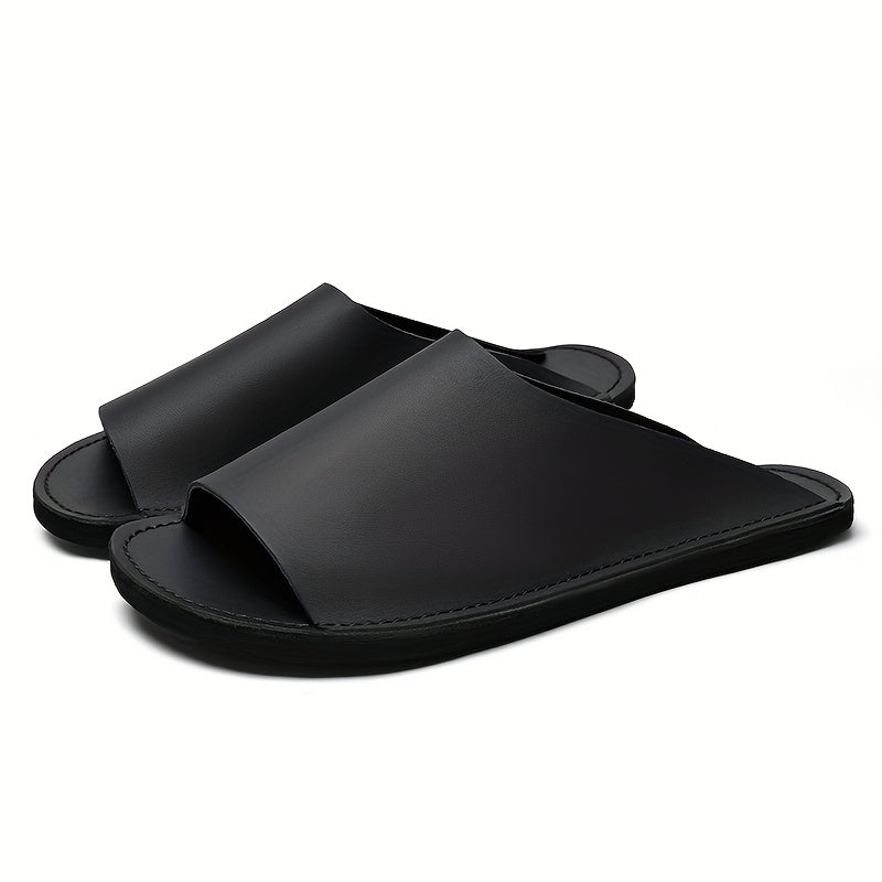 Men'S Summer Slide Sandals - Comfortable Soft Sole, Breathable Open-Toe Beach Shoes, Black Faux Cover with EVA Outsole, Casual Low-Top Design for Outdoor and Casual Attire, Summer Sandals