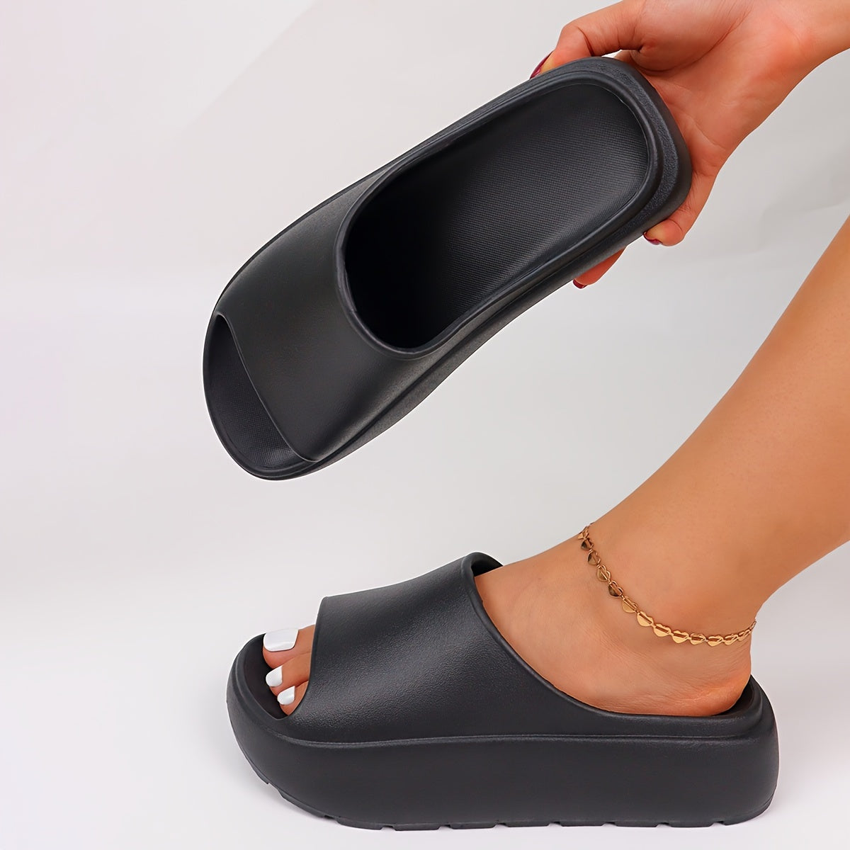 Women's Non-Slip Thick Platform EVA Slide Slippers - Open-Toe Slip-On Casual Shoes for Indoor/Outdoor Summer Use, Vibrant Pink, Summer Footwear | Vibrant Footwear | Comfortable Footwear, Ladies Slippers