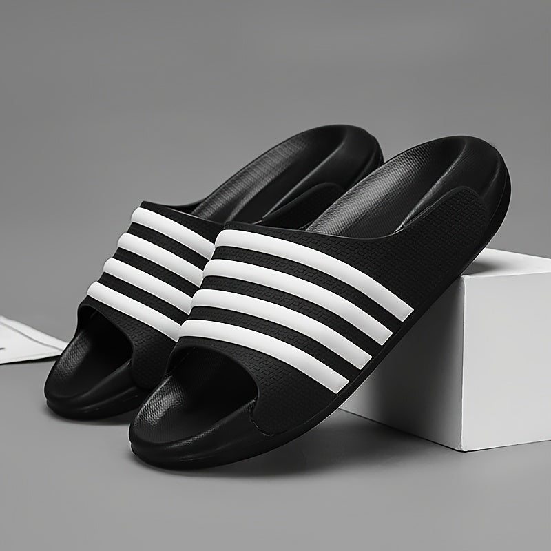 Striped Slides - Comfortable EVA Thick Sole, Non-Slip & Durable for Indoor/Outdoor Use