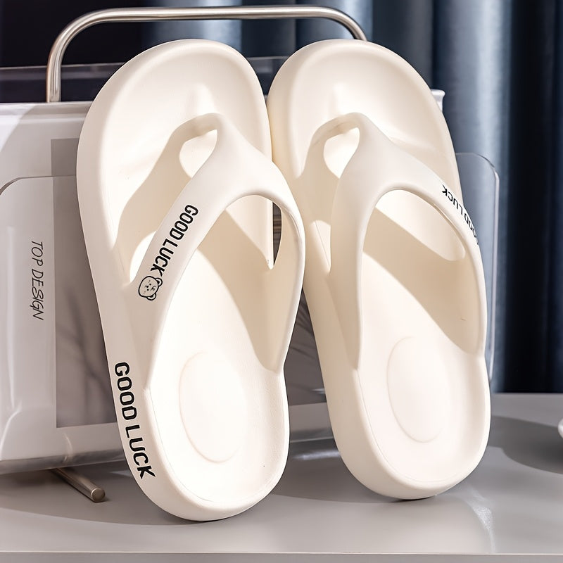 Mid-Year, New Summer Style, Japanese and Korean Fashionable High-Value Thick-Soled Non-Slip EVA Flip-Flops, Available in Multiple Colors, Home Use, Lightweight and Breathable, Easy to Wear, Suitable for Bathroom, Home, Outdoor, Beach, Office, and Parties