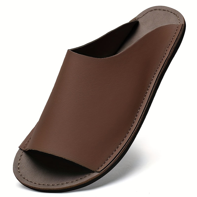 Men'S Summer Slide Sandals - Comfortable Soft Sole, Breathable Open-Toe Beach Shoes, Black Faux Cover with EVA Outsole, Casual Low-Top Design for Outdoor and Casual Attire, Summer Sandals