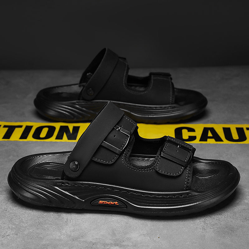 Bestseller! Unisex Cloud Comfort Beach Sandals - Ultra Cushion Non-Slip Lightweight Walking Shoes with Adjustable Buckle Straps, Durable PVC for Vacation & Casual Wear (Men's Fashion Style), Beach Shoes, Subtle Pattern Design, Soft Shock Absorption,