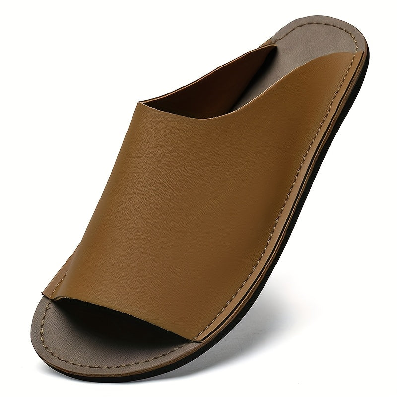 Men'S Summer Slide Sandals - Comfortable Soft Sole, Breathable Open-Toe Beach Shoes, Black Faux Cover with EVA Outsole, Casual Low-Top Design for Outdoor and Casual Attire, Summer Sandals