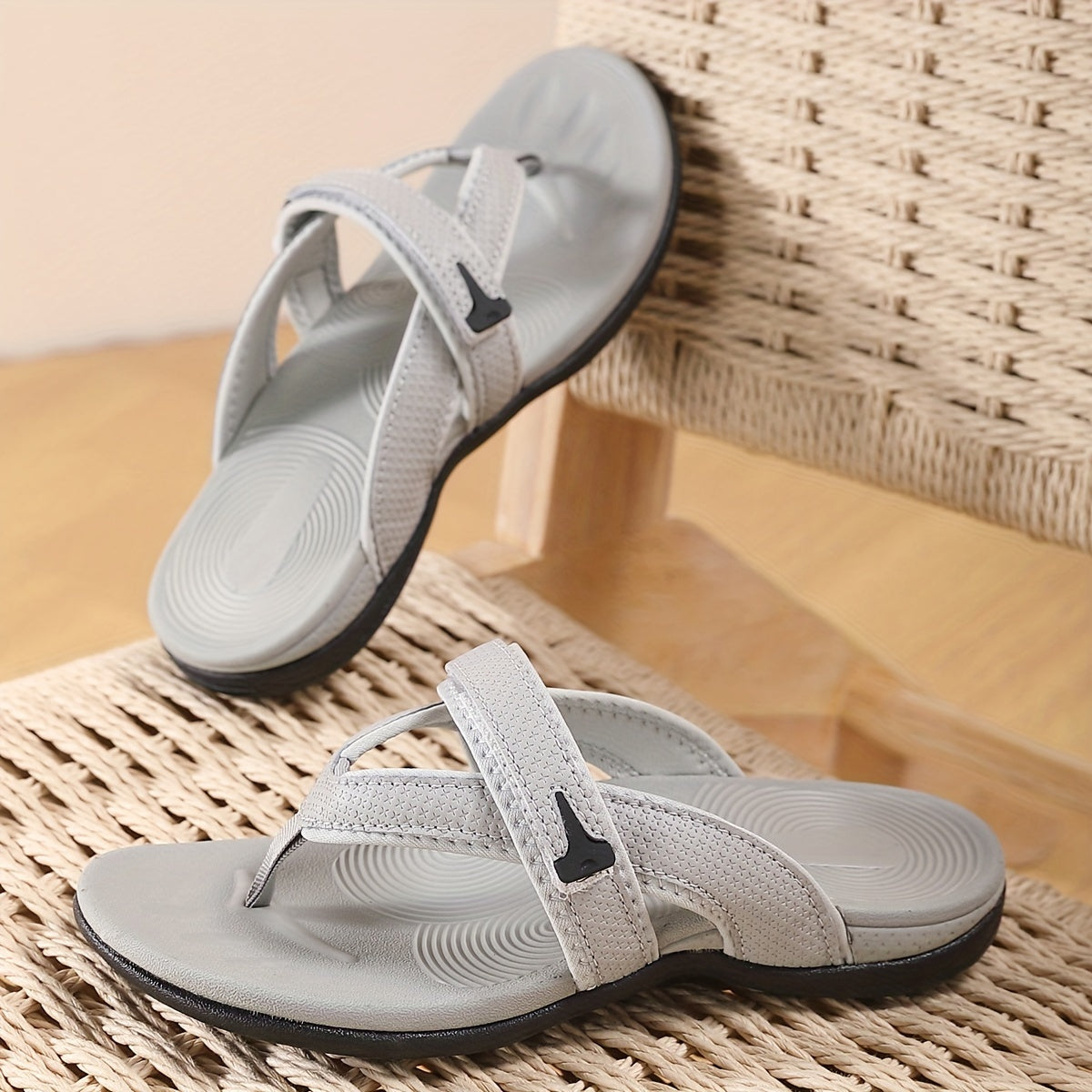 Women's Fashion Comfortable Arch Strap Non-Slip Grip Flip Flops - Ultra-Light Soft Sole Summer Slide Sandals - Wedge Beach Shoes
