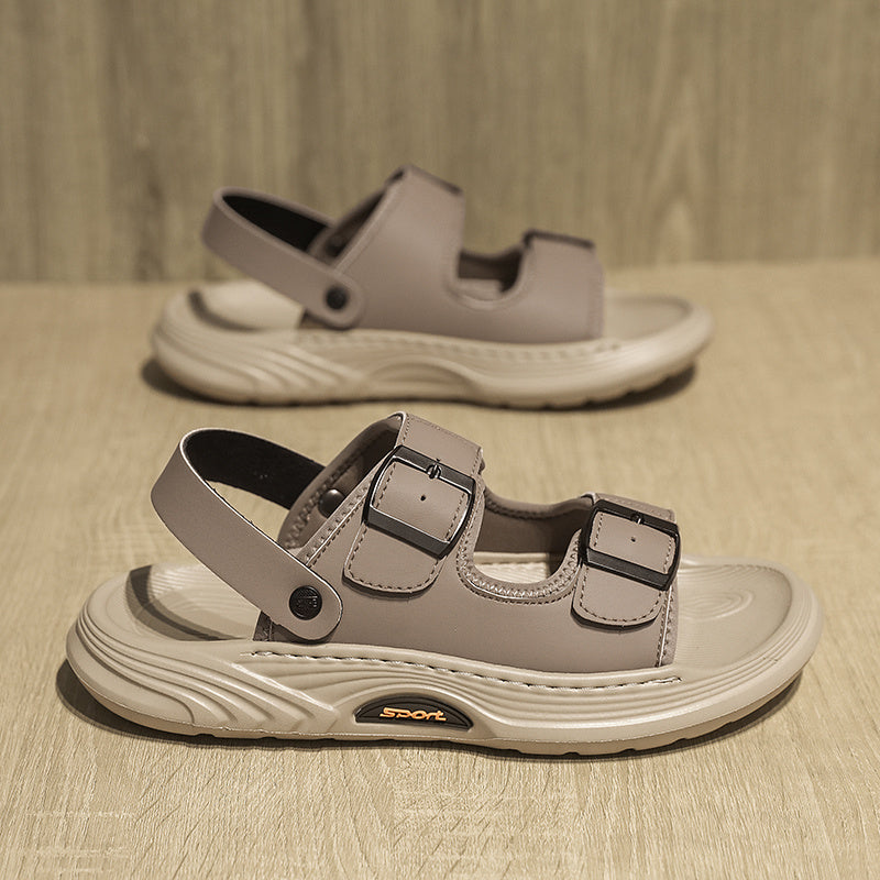 Bestseller! Unisex Cloud Comfort Beach Sandals - Ultra Cushion Non-Slip Lightweight Walking Shoes with Adjustable Buckle Straps, Durable PVC for Vacation & Casual Wear (Men's Fashion Style), Beach Shoes, Subtle Pattern Design, Soft Shock Absorption,