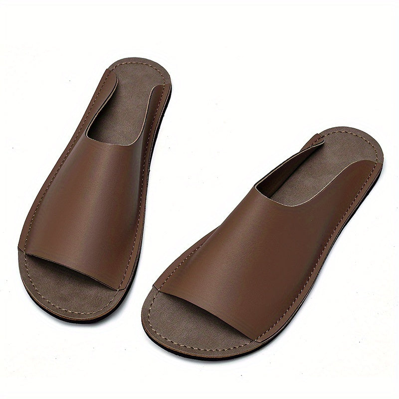 Men'S Summer Slide Sandals - Comfortable Soft Sole, Breathable Open-Toe Beach Shoes, Black Faux Cover with EVA Outsole, Casual Low-Top Design for Outdoor and Casual Attire, Summer Sandals