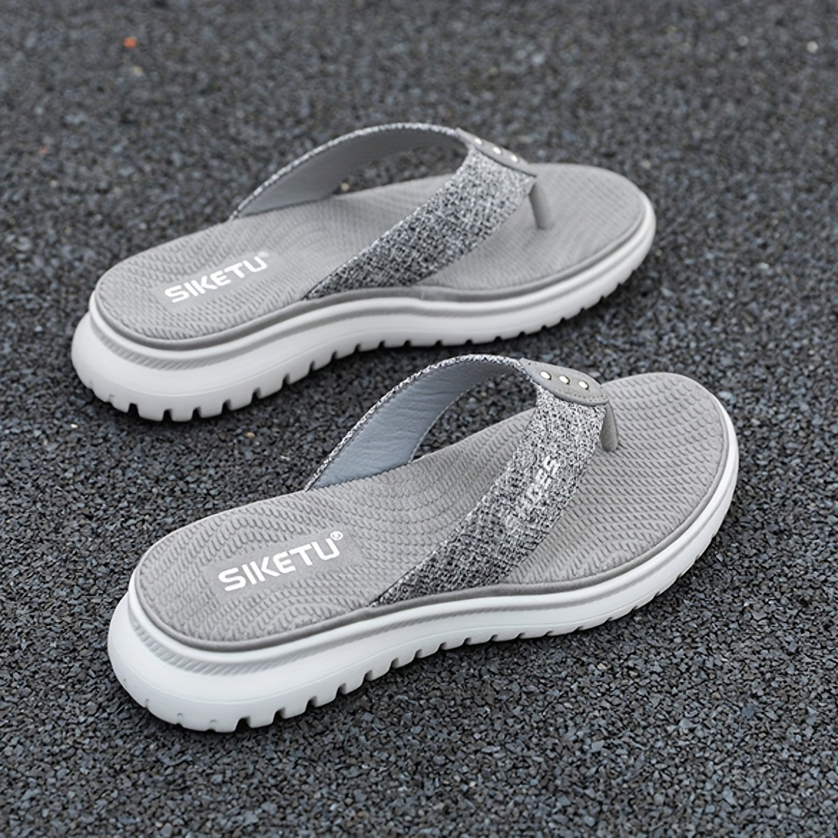 Ladies' Summer Flip Flops, Fashionable And Simple Slippers, Open Toed Non Slip Beach Shoes, Shiny Casual Sports Sandals, Suitable For Indoor And Outdoor Use