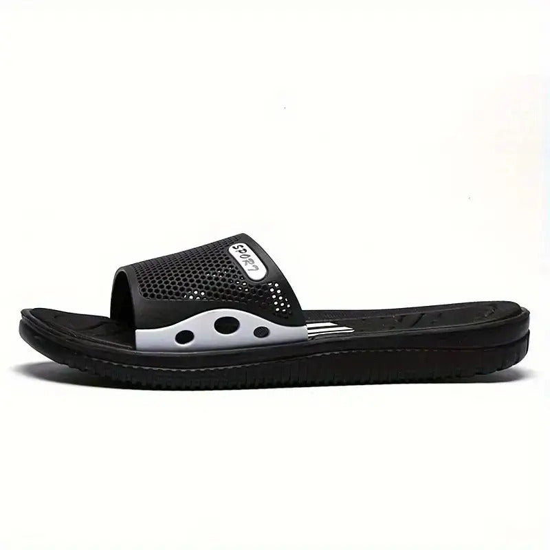 Men'S Lightweight Quick-Dry Sandals - Non-Slip Beach, Cushioned Insole & Arch Support - Lightweight EVA Upper & PVC Sole - for Pool, Gym, Travel - Slip-On Slippers for Men - Available in Navy/Blue Accents - Ideal for Outdoor, Camping, Casual Attire, Gym