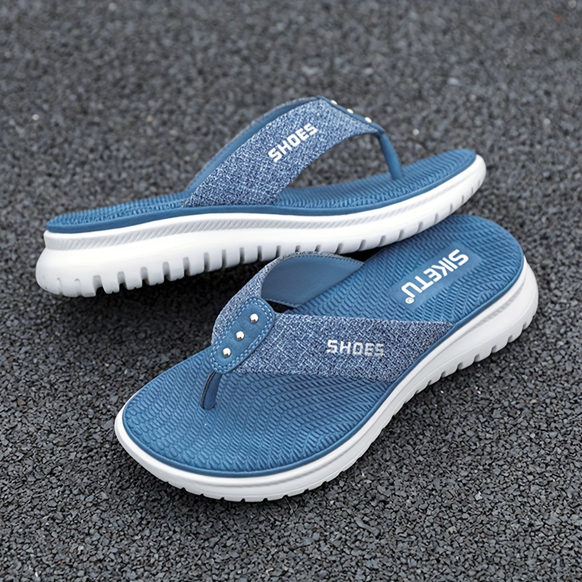 Ladies' Summer Flip Flops, Fashionable And Simple Slippers, Open Toed Non Slip Beach Shoes, Shiny Casual Sports Sandals, Suitable For Indoor And Outdoor Use