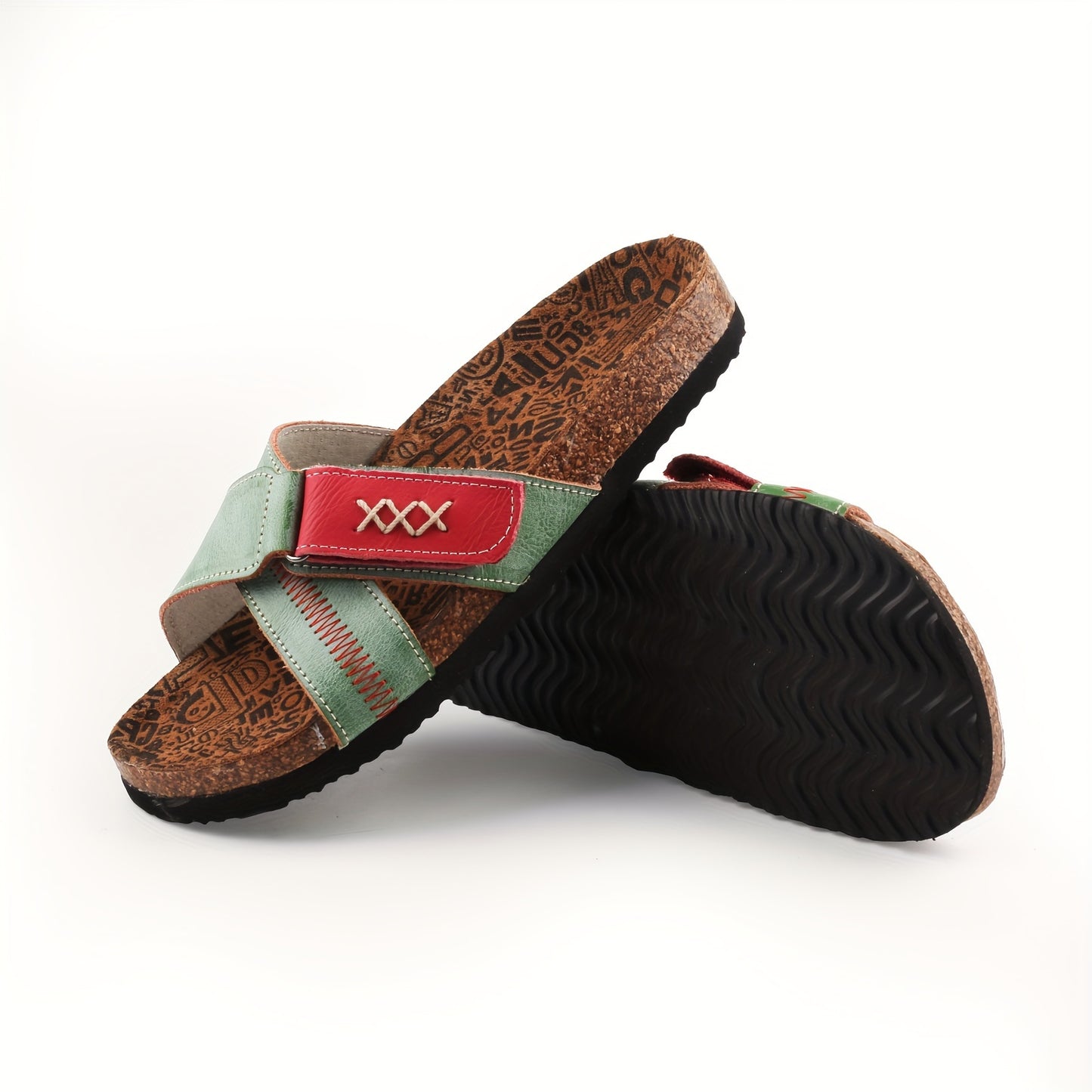 1 Pair Women'S Casual Beach Slides - Solid Color Open Toe Slip-On Sandals with Split Cow Leather Upper, Pig Split Leather Lining, and EVA/TPR Flat Sole - Comfortable and Non-Slip Summer Footwear