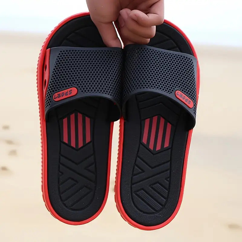 Men'S Lightweight Quick-Dry Sandals - Non-Slip Beach, Cushioned Insole & Arch Support - Lightweight EVA Upper & PVC Sole - for Pool, Gym, Travel - Slip-On Slippers for Men - Available in Navy/Blue Accents - Ideal for Outdoor, Camping, Casual Attire, Gym