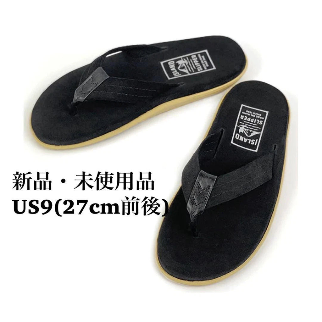 Island Slipper Men’s Black Suede Sandals 27cm Made in Hawaii Mint
