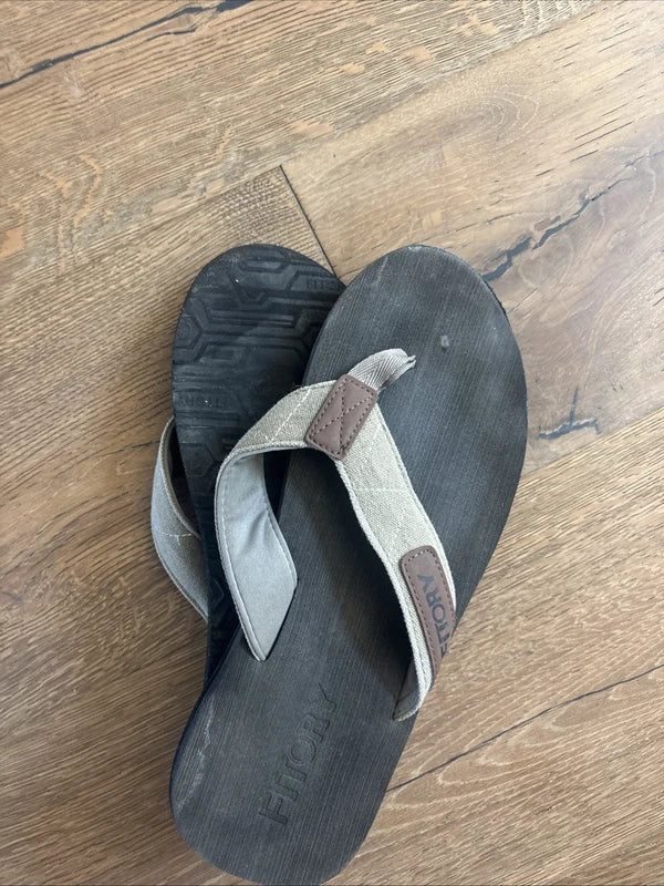 FITORY Men's Flip-Flops, Thongs Sandals Comfort Slippers for Beach 11, Grey