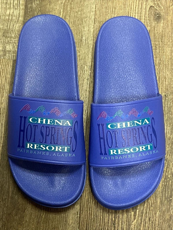 Chena Hot Springs Alaska Sandals Slides Flip Flops  Slippers Northern Lights 7