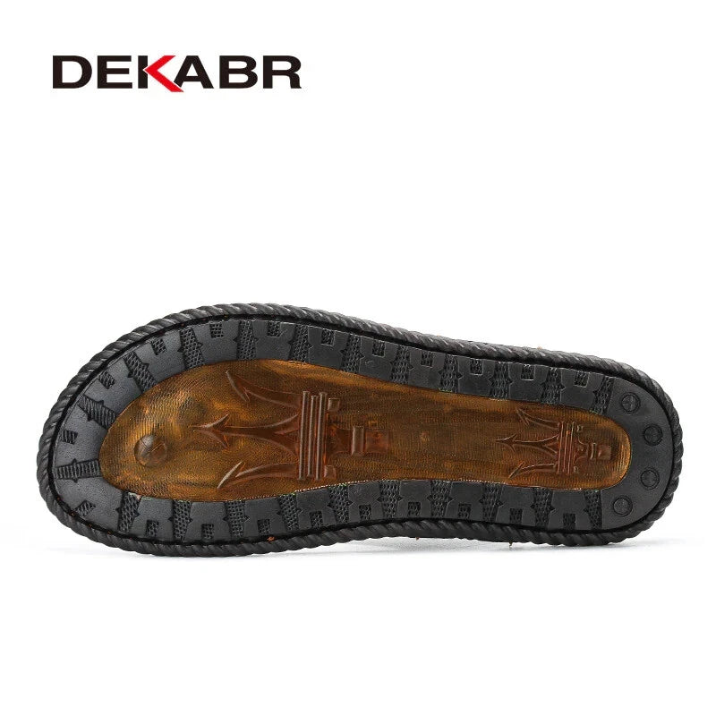 DEKABR Brand Leather Summer Men Slippers Beach Sandals Comfort Men Casual Shoes