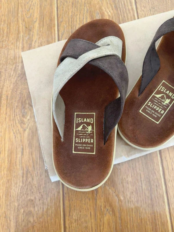 Island Slipper Suede Cross-Strap Sandals Hawaii Limited 27cm