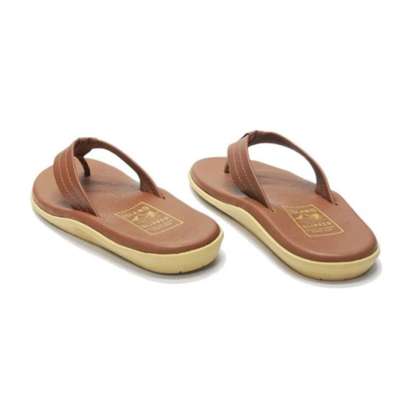 Island Slipper Whiskey Brown Leather Sandals 27cm Mint Unisex Slip-ons