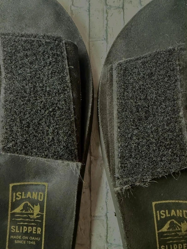 Island Slipper Men's Black Suede Sandals 26cm/US8 UK7 Pre-Owned Excellent