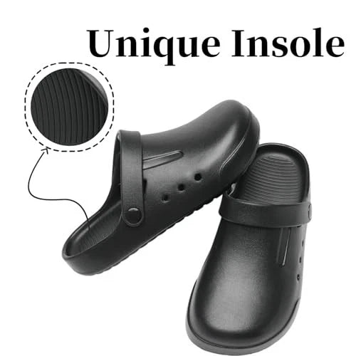 Clogs for Men and Womens Garden Shoes Slip-on 9.5-10 Women/9-9.5 Men Black