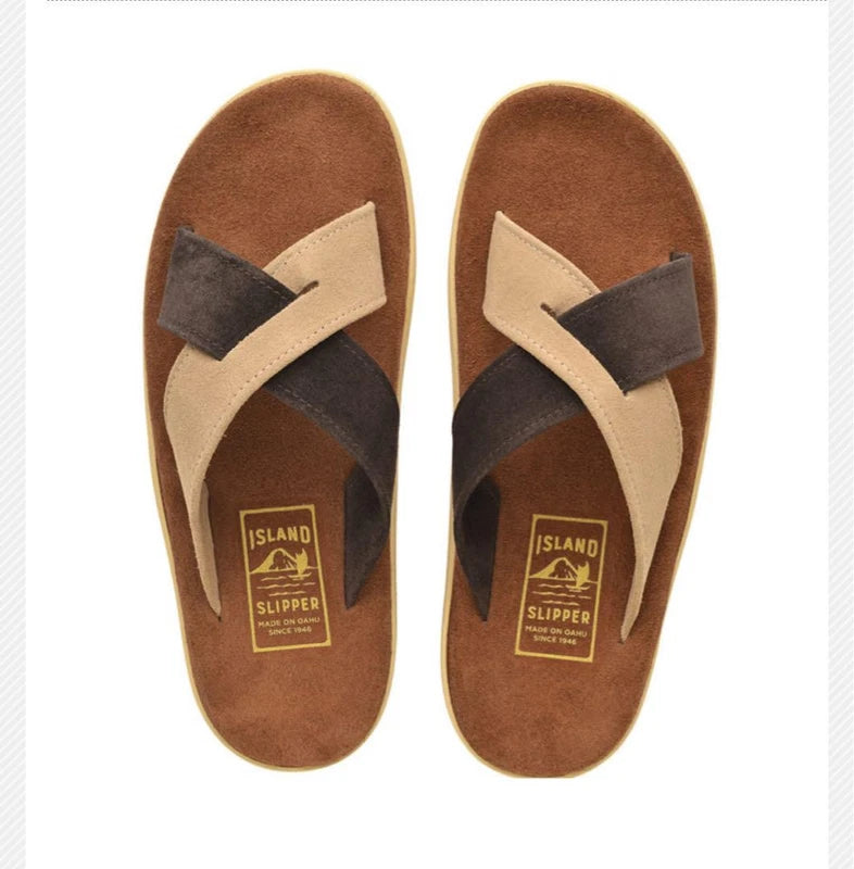 Island Slipper Suede Cross-Strap Sandals Hawaii Limited 27cm