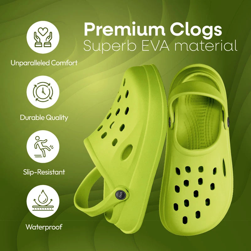 DIUS EVA Medical Clogs Unisex Green Slip On Shoes Lightweight Sandals Size 6.5