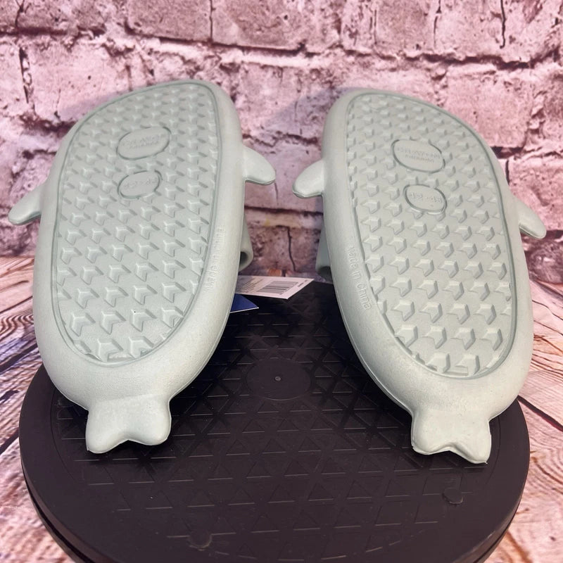 Crayon Friends Seafoam Green Late Time Shark Slides Sandals Size 42-43