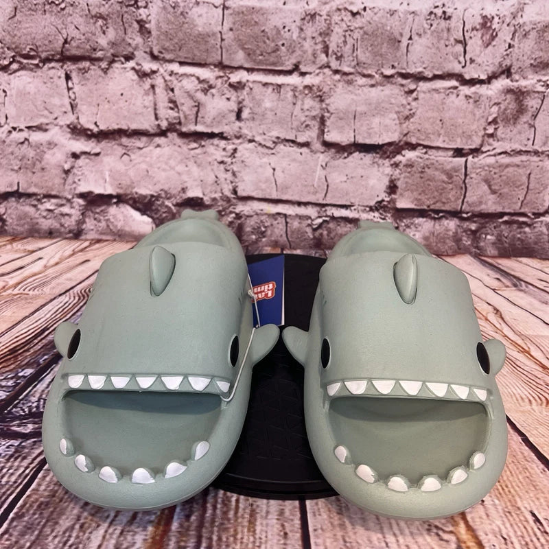 Crayon Friends Seafoam Green Late Time Shark Slides Sandals Size 42-43