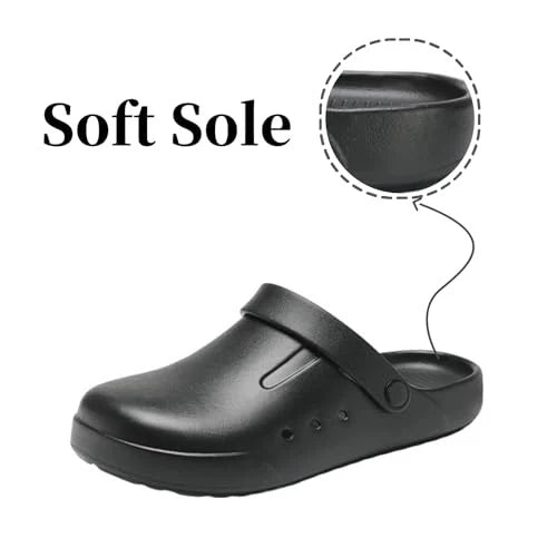 Clogs for Men and Womens Garden Shoes Slip-on 9.5-10 Women/9-9.5 Men Black
