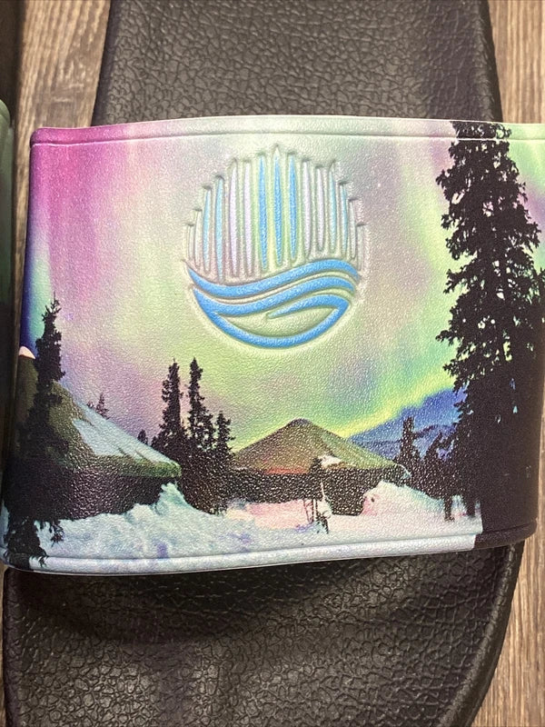 Chena Hot Springs Sandals Slides  Flip Flops Cabin Slippers Northern Lights 15