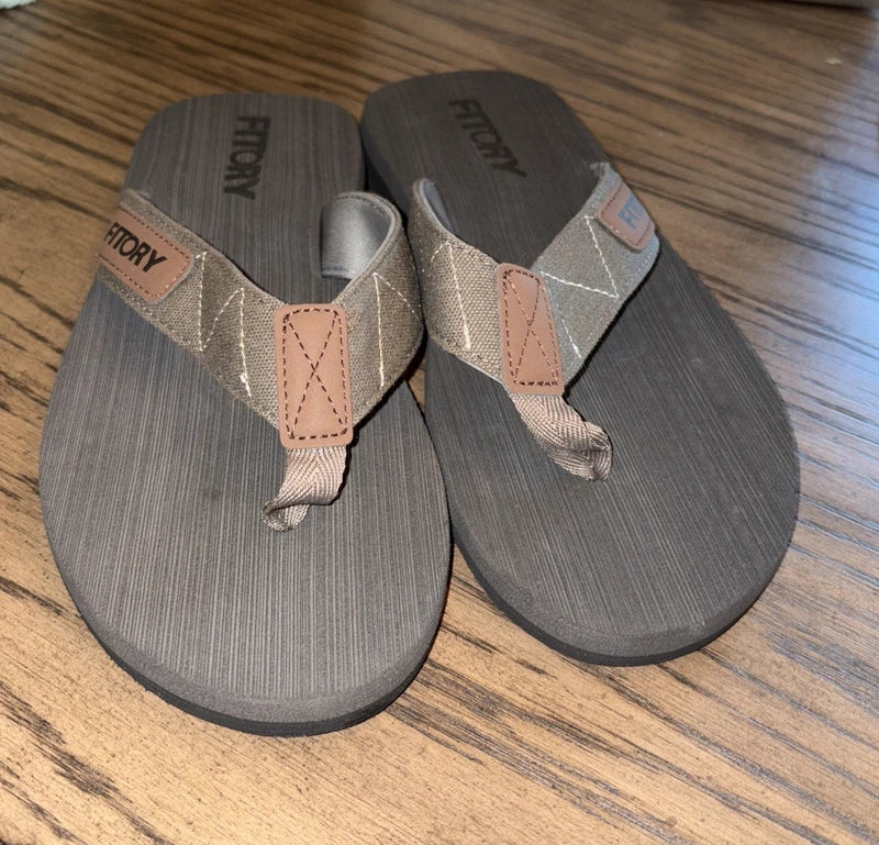 FITORY Men's Flip-Flops, Thongs Sandals Comfort Slippers for Beach 11, Grey