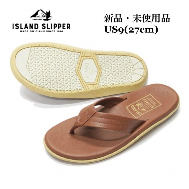 Island Slipper Whiskey Brown Leather Sandals 27cm Mint Unisex Slip-ons