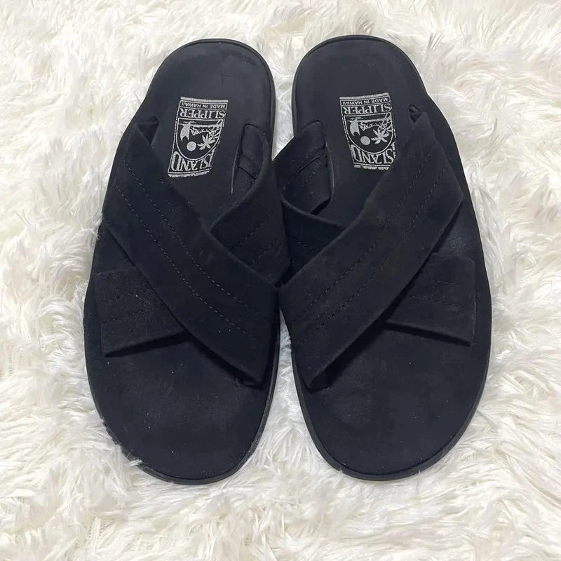 Island Slipper Men's Sandals 27cm Leather Slip-ons Pre-owned No Box