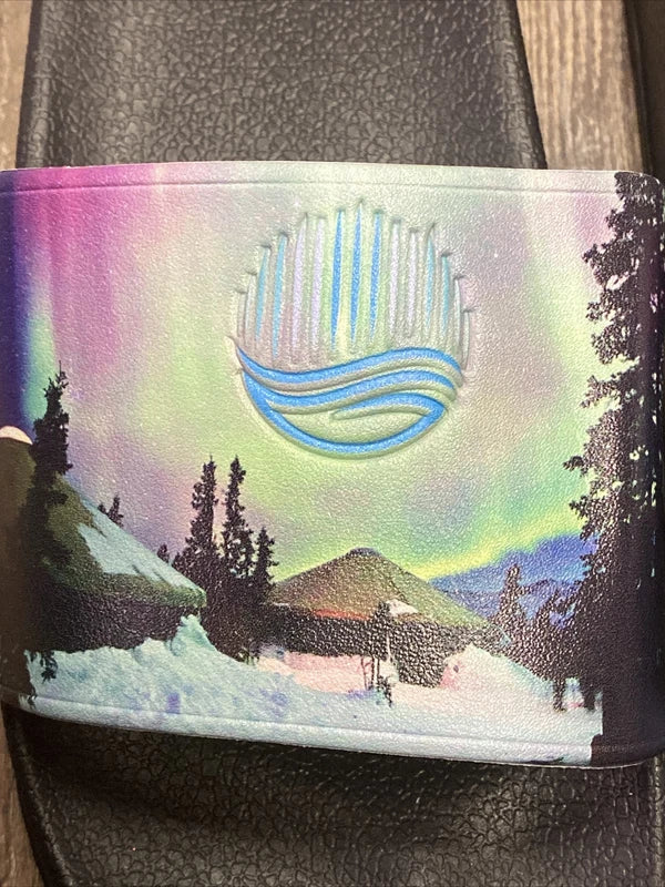 Chena Hot Springs Sandals Slides  Flip Flops Cabin Slippers Northern Lights 15
